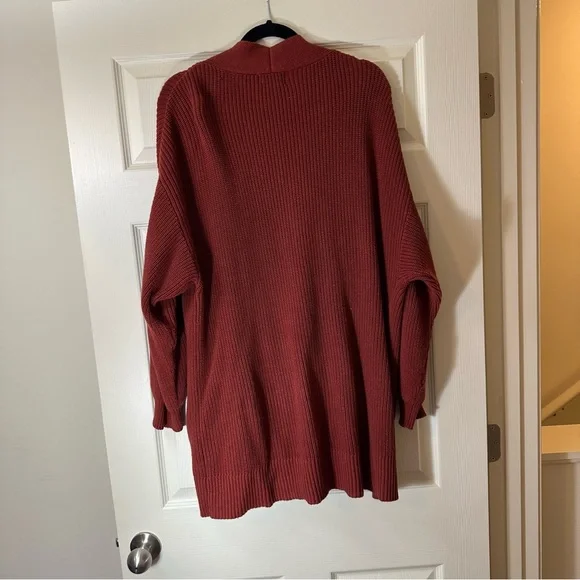 Rust Rib knit, pockets Long Cardigan, Universal Threads, Large - Picture 3 of 3